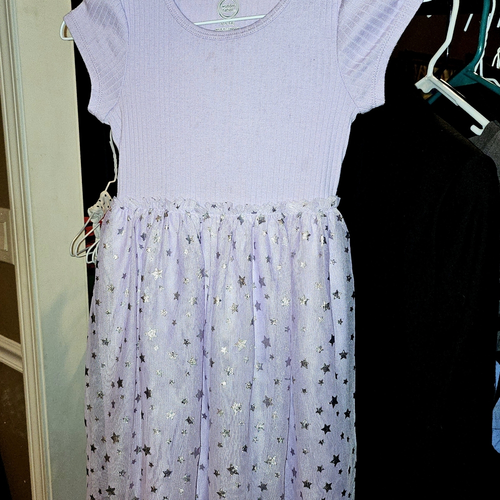 Wonder Nation Lilac Starry Dress, Size 6/6x